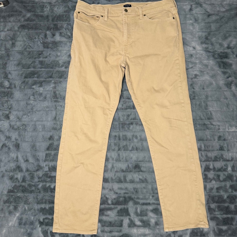 J.Crew Flex Straight Fit Khaki Tan Pants Mens 35x32 Stretch Chino Five-Pocket